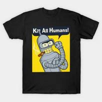 Futurama Bender Kill All Huunisexs Tshirt For Unisex Unisex 100 Cotton T Shirts Short Sleeve Tops 12292 L gray