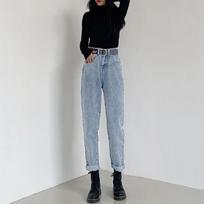 Moteriški džinsai aukštu juosmeniu Boyfriend Moteriški Harem Kelnės Džinsiniai Street Style Dengti Ilgi Džinsai High Street plius dydžio moteriški džinsai M šviesiai mėlyna spalva