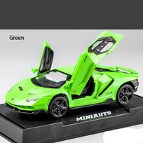 1:32 Lamborghini LP770 automobilių modelio žaislas, su garsu ir šviesa atsitraukiantys automobilio cinko lydinio žaislai vaikams, berniukui, mergaitei 15.4*6.7*4cm žalia