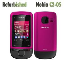 Atnaujintas originalus atrakintas Nokia C2-05 slankiojamasis mobilusis telefonas su 1 SIM kortele No charger juoda