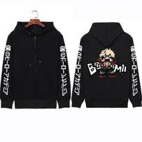 Anime My Hero Academia Bakugou Katsuki Funny Print Hooded Men Women Zip Up Hoodies Harajuku Sweathsirt Unisex Zipper Jacket S juoda