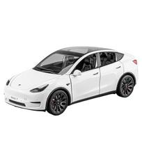 1/24 Tesla Model Y su įkrovimo stotele Lydinio automobilis Die Cast Žaislinio automobilio modelis Garsas ir šviesa Vaikų kolekciniai daiktai Dovana balta