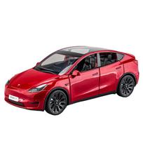 1/24 Tesla Model Y su įkrovimo stotele Lydinio automobilis Die Cast Žaislinio automobilio modelis Garsas ir šviesa Vaikų kolekciniai daiktai Dovana raudona