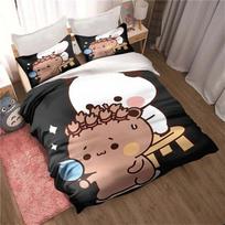 Bubu Dudu Cartoon Cute Bear Kawaii Kalėdų dovanų patalynės komplektas Dvigubas labai didelis antklodės užvalkalas ir pagalvės užvalkalas vaikams. 70x133cm 2pcs white