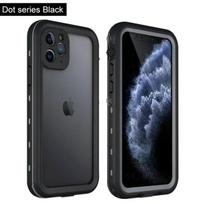 Pilnai užsandarintas skaidrus IP68 vandeniui atsparus dėklas iPhone 16 15 14 Plus 13 12 11 Pro Max Mini XR, atsparus smūgiams dangtelis su ekrano apsauga For iPhone 14 juoda