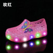 LED šviečiantys batai Vaikų batai Sodo batai Atsparūs vandeniui Kvėpuojantys sandalai Paplūdimio batai Neslystantys Vaikų batai su skylutėmis Šviečiantys 28insole18cm raudona