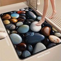 1pc of Bathroom Mat with A Pebble Pattern, Quickly Absorbs Water, Suitable for Bathrooms, Washrooms, and Home Decoration. 40*60cm /15.7*23.6in gray