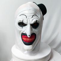 Siaubo filmo „Terrifier 3“ meno klouno kaukė, kosplėjus, Džokeris, žudikas, demonas, kaukolė, lateksinis šalmas, Helovino, karnavalo, Purimo vakarėlio kostiumo rekvizitas gray