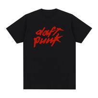 Vasaros vyriški medvilniniai marškinėliai Daft Punk Viršūnės T-shirt'ai Vyriški laisvalaikio drabužiai Unisex Moteriška mada Vienspalviai trumpomis rankovėmis Streetwear XL red
