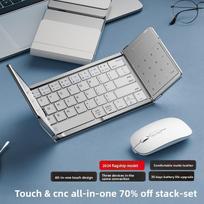 Tris kartus sulankstoma belaidė Bluetooth klaviatūra, maža sulankstoma klaviatūra, tinkama stacionariems kompiuteriams ir nešiojamiesiems kompiuteriams 【Style B】1 keyboard+1 mouse sidabras
