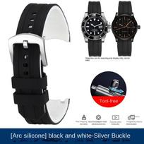 20mm 22mm Vandeniui atspari silikoninė laikrodžio apyrankė Casio Tissot Seiko No.5 Green Water Ghost Citizen Arc Mouth Lenkta galas Laikrodžio grandinėlė 20mm black