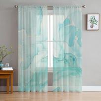 Marmuro tekstūros tiulio užuolaidos svetainei, miegamajam, virtuvei. Dekoratyvinės, permatomos šifono, plonos voile langų užuolaidos. 1 PCS W100XH250cm&Rod Pocket white