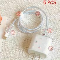 5-Pack Cherry Blossom Charger Cable Protector for iPhone Charger Cable Protector, iPhone  Charger Cable white
