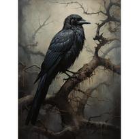 Teroro Tamsūs Juodvarniai Aliejiniai Plakatai Klasikiniai Varnos Helovino Spaudiniai Gotikinė Drobės Tapyba Sienos Menas Paveikslai Namų Svetainės Dekoravimas 50X70cm Unframed gray