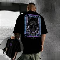 Originalus 2026 m. Naujas Juodojo Panteros Raštas ir Dryžuotas Fonas Spausdintas Didelio Dydžio Vyriškas Džemperis Su Gobtuvu Laisvas Šildantis Viršutinis Drabužis 3XL black