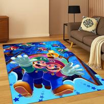 3D Super Mario Bros Animacinis mielas vaikiškas kilimėlis žaidimų kambariui, svetainei, miegamajam, durų kilimėlis dekoras, neslystantis žaidimų grindų kilimėlis, dovana 40x60cm blue
