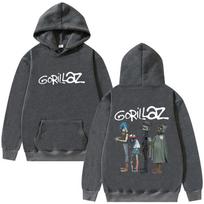Alternatyviojo Roko Grupės Gorillaz Grafinis Džemperis Su Gobtuvu Vyrams Moterims Hip Hop Mada Gatvės Drabužiai Vyriški Laisvalaikio Per dydį Vilnos Džemperiai Su Gobtuvu L black