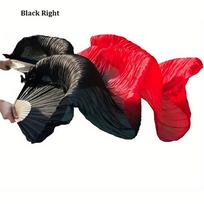 Gradiento spalvos pilvo šokio vėduoklis 150 cm ilgio ilgas imitacinis vėduoklis kvadratiniam šokiui vaikams ir moterims Black Right red