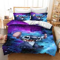 Stitch Spausdinti Miegamojo patalynės komplektas užvalkalas ant antklodės Kalėdinės Dovanos Comforte Animacinis Su pagalvės užvalkalu vaikams tinkamas ir suaugusiems AU King(245*210cm)3pcs