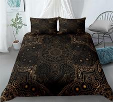 Juoda Mandala Boho Antklodės užvalkalų rinkinys Karališko dydžio Karališkas dydis Dvigulis Pilnas Viengulis Dydis Patalių rinkinys AU Single(140*210cm)3pcs