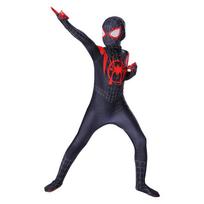 Berniukų Mergaičių Kostiumas Superherojus Kombinezonas Miles Morales Žmogus-Voras Cosplay Zentai Kūno Kostiumas 3D Stilius Helovino Apranga 110&Spider-Man black