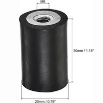 4Pcs Round Rubber Mounts Black Shock Absorber Female Vibration Isolator  Air Compressor M6xD20mmxH30mm black