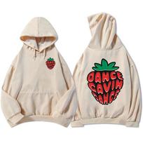 DANCE GAVIN DANCE Braškių gobtuvai Ilgomis rankovėmis Fleece gobtuviniai marškinėliai Dizainas Grafinis spausdinimas Unisex gobtuvai L chaki