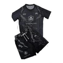 Kovų Entuziastams UFC Viršutinė Imtynių Greitai Džiūstanti Apranga Vyrams ir Moterims Trumpomis Rankovėmis Šortai Prakaitą Sugerianti ir Kvėpuojanti Apranga XXXL black