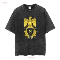 Napoleon Bonaparte T shirt Napoleonic Imperial Eagle Jersey long or short sleeves vintage Washed Top For Everyday Wear Casual S black