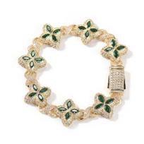 Hip-hop repo grandinėlė, neribotas keturlapis dobilas apyrankė, madingas šaunus chuliganiškas gražus aukščiausios kokybės 5A cirkonio spalvos karoliai. 7inch bracelet beige