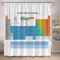 Periodinės lentelės Dušo užuolaida Moderni Smagi Chemijos elementai Studentams Namų dekoras Poliesterio audinys Vonios užuolaida su kabliukais W60H190(CM)-1 Pcs blue