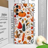 Juokingas rudens klevo lapo, moliūgo, grybo telefono dėklas, skirtas Samsung Galaxy A55 A54 A53 A14 A16 A36 A13 A15 A25 A07 5G, skaidrus minkštas dėklas Galaxy A52 5G