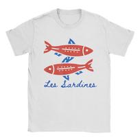 Men's T-Shirts Les Sardines Fisherman Aesthetic Coastal Fish Fashion 100% Cotton Tees Short Sleeve  T Shirt merchandise Print... 5XL įvairiaspalvis
