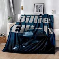 Madinga Billie Eilish Dainininkė Žvaigždė Flanelinė Antklodė Minkšta Šilta Mėtoma Antklodė Miegamajam Svetainei Lovai Kelionei Stovyklavimui Iškylai Dovana 75x90cm gray