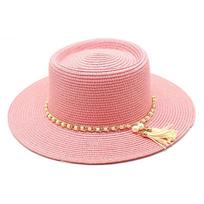 Naujos Moteriškos Kepurės Vasarinės Šiaudinės Kepurės nuo Saulės Lauko Paplūdimio Panama Jazz Kepurės Laisvalaikio Atostogų Dangtelis Sombreros De Mujer 56-58cm pink