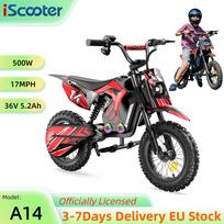 iScooter A14 27KM/H Vaikams Skirtas Elektrinis Motociklas 14 Colių Padanga 500W Variklis 36V/5.2Ah Baterija Dviguba Amortizacija Su Bluetooth Elektriniai Dviračiai A14 Red 27KM/H raudona