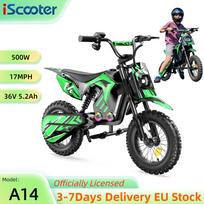 iScooter A14 27KM/H Vaikams Skirtas Elektrinis Motociklas 14 Colių Padanga 500W Variklis 36V/5.2Ah Baterija Dviguba Amortizacija Su Bluetooth Elektriniai Dviračiai A14 Green 27KM/H žalia