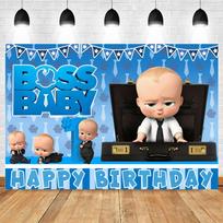 Boss Baby tematikos fonas Mergaitės Berniuko Gimtadienio Šventės Vaikų Kambario Dekoracija Fotografijos Fonas Individualaus Pavadinimo Plakatas Vėliava Vinyl 100X75cm