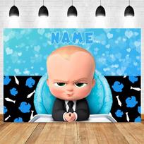 Boss Baby tematikos fonas Mergaitės Berniuko Gimtadienio Šventės Vaikų Kambario Dekoracija Fotografijos Fonas Individualaus Pavadinimo Plakatas Vėliava Vinyl 100X75cm