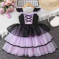 Nauja Mergaitės Suknelė Vampyro Pūsta Suknelė Mergaitėms Vaikams Tinklelio Princesės Suknelė Violetinė Šaunūs Drabužiai Lolita Karnavalo Šventės Kostiumas 130cm black