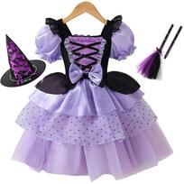 Nauja Mergaitės Suknelė Vampyro Pūsta Suknelė Mergaitėms Vaikams Tinklelio Princesės Suknelė Violetinė Šaunūs Drabužiai Lolita Karnavalo Šventės Kostiumas 130cm black