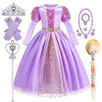 Mergaitės Rapunzel Princesės Suknelė Mergaitės Helovino Cosplay Suknelė Karnavalo Šventės Kostiumas Kaukė Vaikų Apranga Vaikų Drabužiai 130 pink