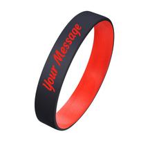 Personalizuotos silikoninės apyrankės moterims ir vyrams, individualizuotas guminis bangle, graviruota dovana renginiams, vakarėliams, sąmoningumui 19cm red