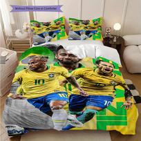 Vibrant Neymar Jr Action Bedding (1 * duvet cover + 2 * pillowcase, without core) 2D Flat Christmas birthday gift Duvet cover and pillowcase 135x200cm