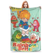 Flannel Throw Blanket Rainbows Brite Warm Plush Blankets Soft Bedding for Bed Living room Home Travel Sofa Size: 150*200cm, Weight: 320 GSM