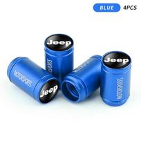 Styling Metal Car Tire Valve Caps Dust Prevention Accessories For Jeep Wrangler Grand Cherokee Compass Renegade Cherokee Gladiator blue