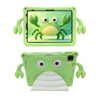 Vaikams 3D mielas krabas planšetės dėklas, skirtas iPad 10 kartos 10.9 colių 11 12 kartos, iPad Pro 11 colių Air 4/5/6/7/8 A16/A19 M2 M3 M4 M5 2026 EVA dangtelis Pro 11in 2018 žalia
