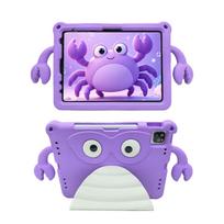 Vaikams 3D mielas krabas planšetės dėklas, skirtas iPad 10 kartos 10.9 colių 11 12 kartos, iPad Pro 11 colių Air 4/5/6/7/8 A16/A19 M2 M3 M4 M5 2026 EVA dangtelis IPad Air 4 5 10.9in violetinė
