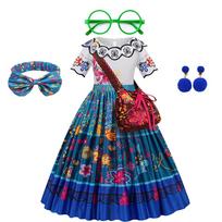 Merginos Encanto kostiumas Žavesys Princesės suknelės kostiumas Vaikams Cosplay Mirabel Karnavalas Isabela Gimtadienio šventė Kalėdiniai drabužiai 4T (Tag 120) blue