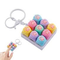 9Key Mechanical Keyboard Stress Relief Fidget Pocket Toy Cute Cat Paw Keyboard Gift Stocking Stuffer Halloween Valentine Gift white
